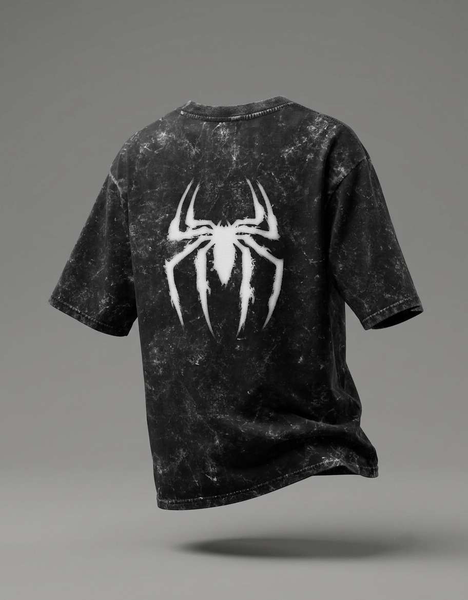 Spider Acid-Wash Oversized T-Shirt