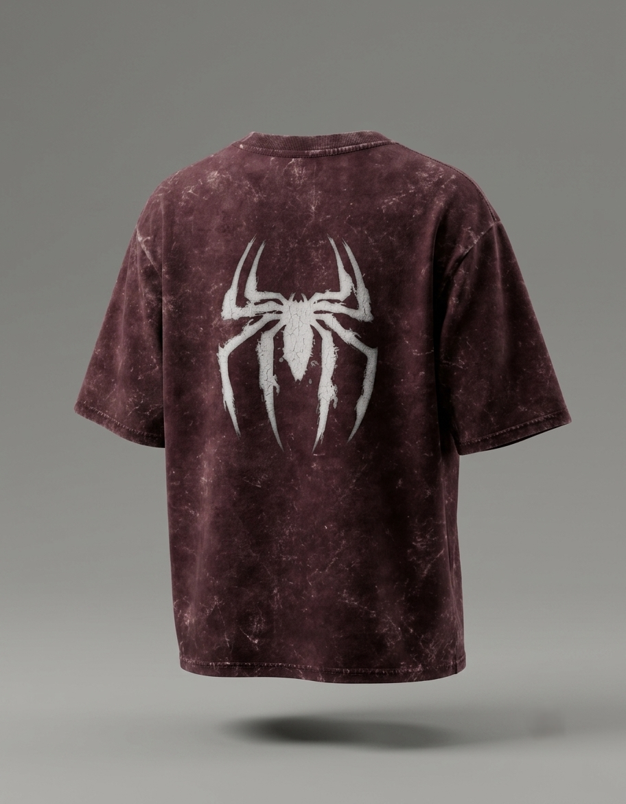 Spider Acid-Wash Oversized T-Shirt