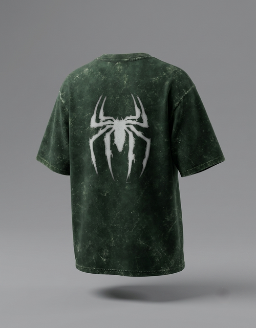 Spider Acid-Wash Oversized T-Shirt