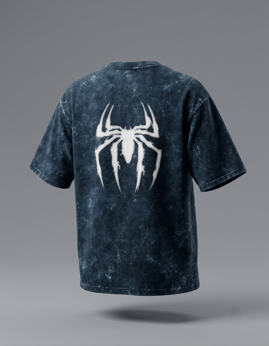 Spider Acid-Wash Oversized T-Shirt
