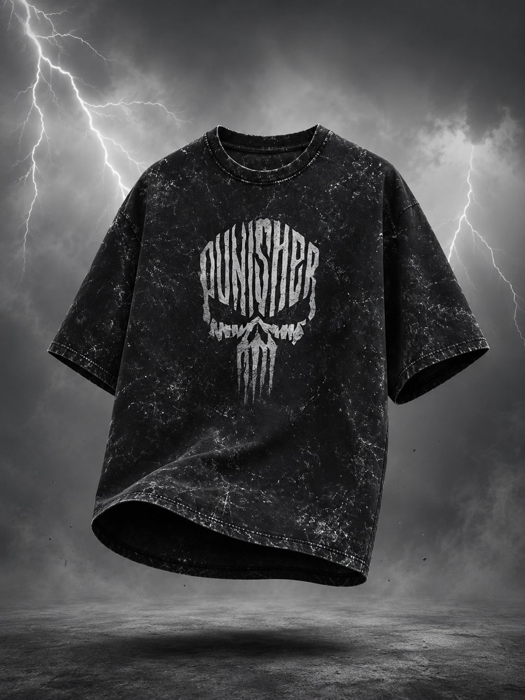 Punisher Acid-Wash Oversized T-Shirt