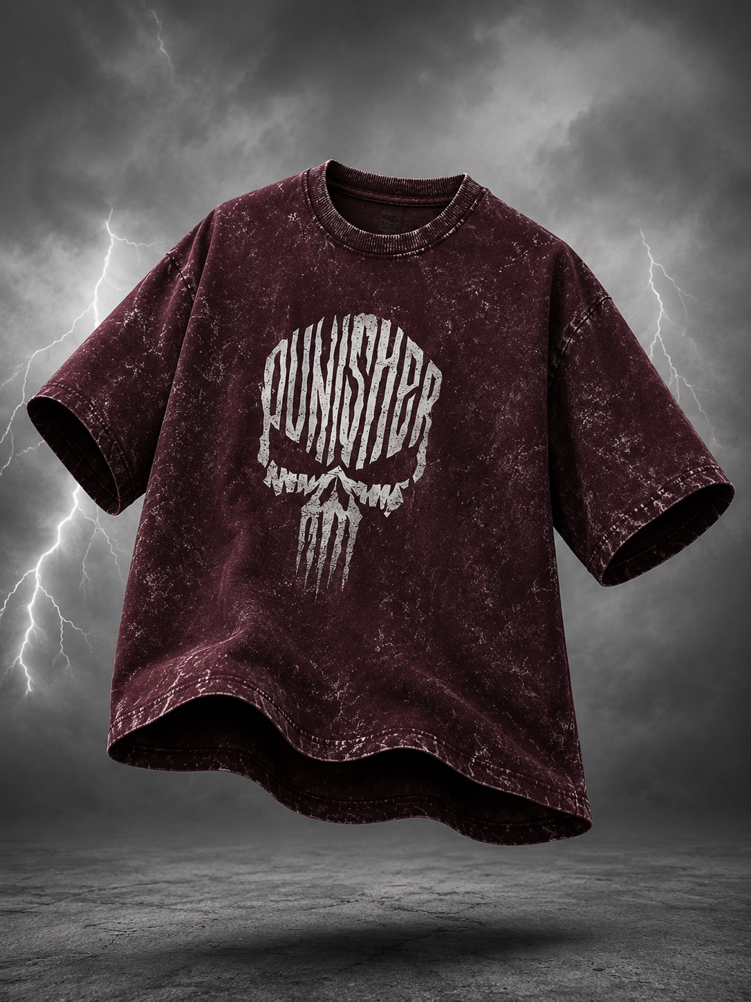 Punisher Acid-Wash Oversized T-Shirt