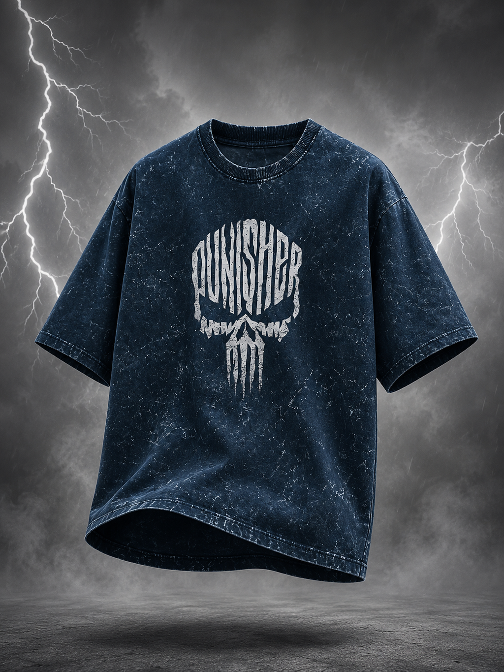 Punisher Acid-Wash Oversized T-Shirt